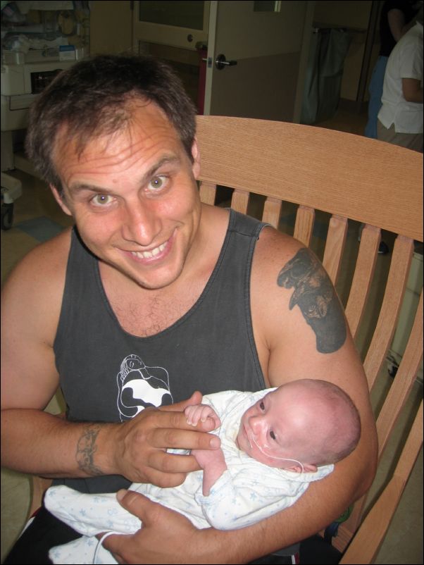 Gabe holding Sebastian